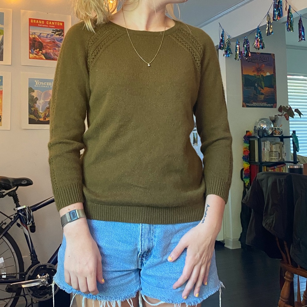 Green Italian cashmere J Crew sweater